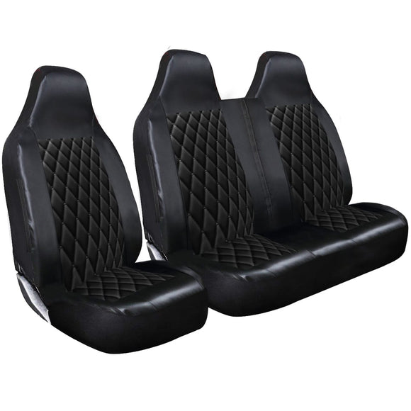 Tailored 2+1 Black Diamond Pattern Quilted Van Seat Covers
